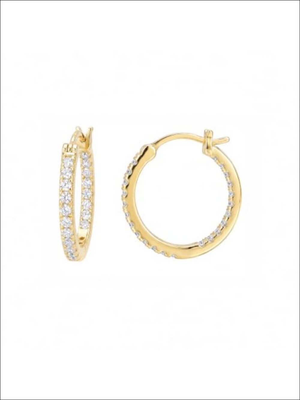14k Gold Hoop Earrings Cubic Zirconia Huggie Hoops Hypoallergenic Click-Top